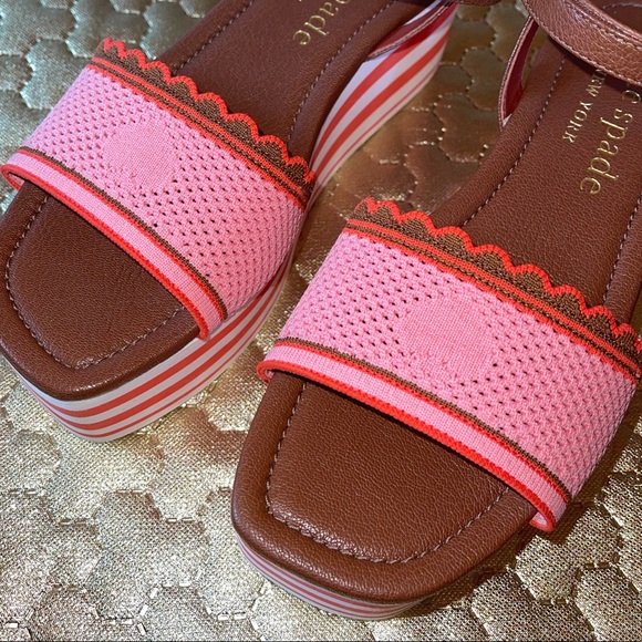 NEW Kate Spade Striped Highrise Wedges - Picture 9 of 12